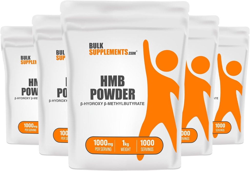 BulkSupplements.com HMB Powder - as Calcium HMB, Beta-Hydroxy Beta-Methylbutyrate - HMB Powder Suplementos, Gluten Free - 1000mg por Serving, 5kg (11 lbs) (Pack of 5)