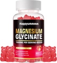 Magnesio Glycinate Gummies 1000mg - Suplemento de Potasio de Magnesio Libre de Azúcar con Vitamina D, B6, CoQ10 para calma Mood &amp; Sleep Support - 60 Gummies de Fresa.