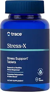 Trace Minerals Stress-X - Dietary Supplement with Dietary Fiber & Trace Minerals - Magnesium Supplement for Sleep Health Support - Formula with Vitamins A, B12, D & More - 60 Tablets (30 Servings)