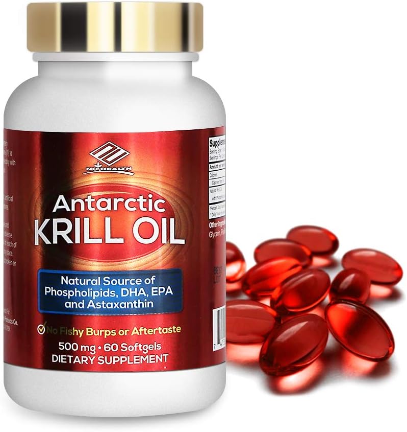 Antarctic Krill Oil Dietary Supplement (500 mg, 60 Softgels)
