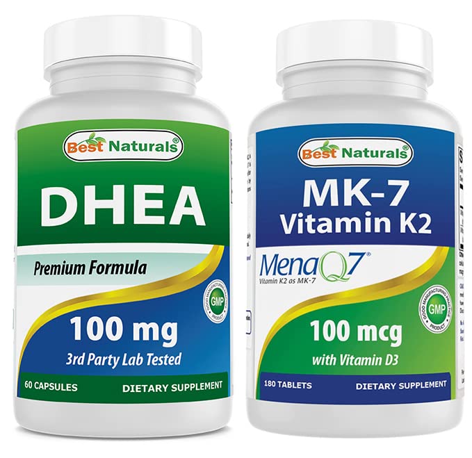 Mejores Naturales DHEA 100 mg &amp; Vitamina K2 (MK7) con D3