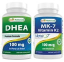 Mejores Naturales DHEA 100 mg &amp; Vitamina K2 (MK7) con D3