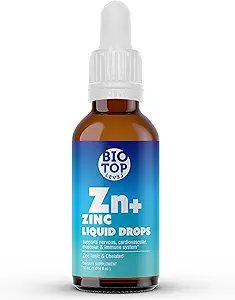 Suplemento Zinc líquido. Soporte inmunitario " Cuidado de la piel. Ionic & Chelated Zinc for Kids &amp; Adults. 30 Day Supply, Vegan, Organic Glycerin Based, Unflavored