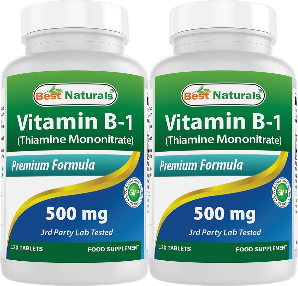 Best Naturals Vitamin B1 as Thiamine Mononitrate 500 mg Tablets (120 Count (Pack of 2))