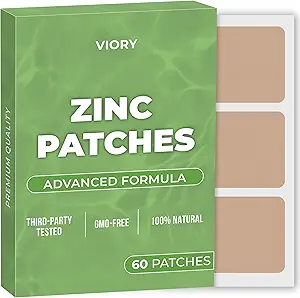 Patches de zinc (Pack of 60) - 100% Natural Patch for Women and Men - con Biotin - Immune & Body Support - Fórmula mejorada