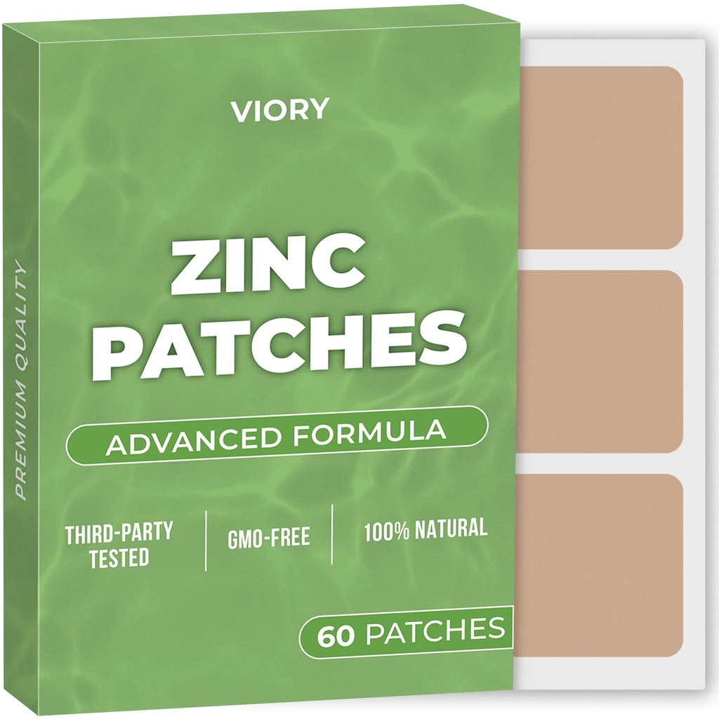 Zinc Patches (Pack of 60) - 100% Natural Patch for Women and Men - with Biotin - Immune & Body Support - Enhanced Formula