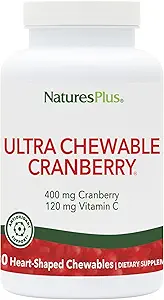 Natures Plus Ultra Chewable Cranberry Love Berries - 400 mg, 180 Tablets Vegetarianos - Suplemento Natural de Arándano, Promueve la Salud de la Tracto Urinaria - No Gluten-Free - 90 Servings