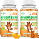 Magnesio Gummies para niños - Magnesio Glycinate Gummies Suplemento con L-Theanine, Vitamina B6, D3 para adultos &amp; niños, calma Magnesio para dormir, relajación, cerebro, huesos, azúcar naranja libre 120ct
