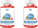 VITA GLOBE Zinc Citrate Gummies – 50mg Daily Zinc Supplement TEN Immune System " Skin Health Support ← Vegan, No GMO Chewable Gummy Vitaminas para Adultos " Niños – 96 Conde (Pack of 2)