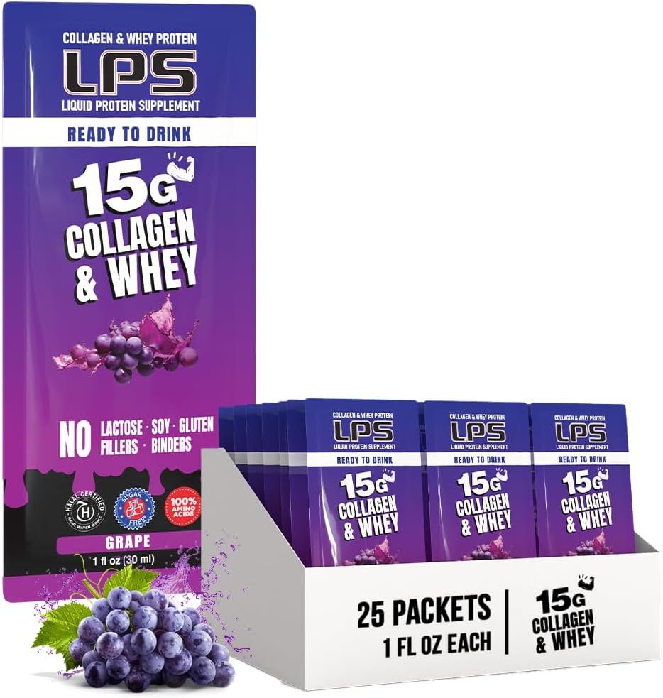 Diseños Nutricionales LPS LPS Láquico &amp; Whey Protein Suplemento - Bebida no GMO, libre de azúcar - promueve la piel sana y el pelo para hombres &amp; mujeres, abuelo, servicio único (25 paquetes)