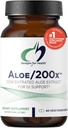 Diseños para salud Aloe/200x - 200mg Aloe Vera Extract - Suplemento de hoja de aloe altamente concentrado para soporte GI - No GMO, píldoras vegetarianas (60 cápsulas)