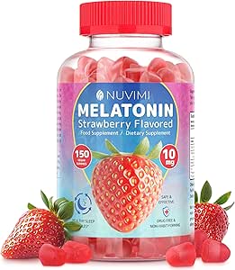Melatonina Gummies - 10 mg Fresa Flavored Suplemento alimenticio dietético para ayudar a dormir - 150 Gummies Vegan