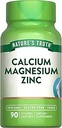 Verdad de la naturaleza Calcio Magnesio Zinc TENIDO 90 Caplets Coated TEN Vegan, Non-GMO, y Gluten Free Supplement