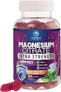 Magnesio Citrate Suplemento Gummies - High Absorption Magnesium Gummy para Adultos &amp; Niños, Magnesio Citrate Suplementos para Hueso, Salud muscular, Apoyo al Corazón, Vegan, Gluten Gratis, No GMO - 120 Gummies