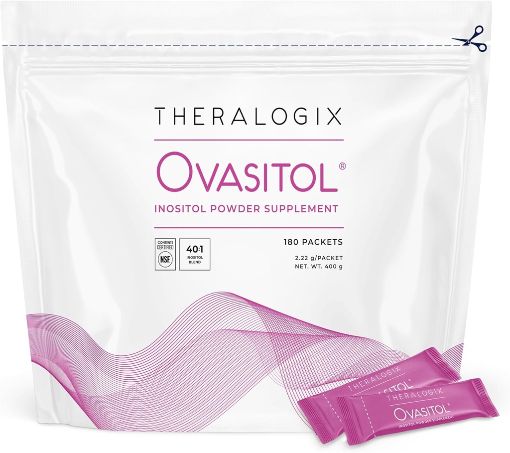 Theralogix Ovasitol Inositol Powder Packets - 90-Day Supply - Myo-Inositol ' D-Chiro Inositol for Hormone Balance " Ovarian Function Support* - NSF Certified - 180 Packets
