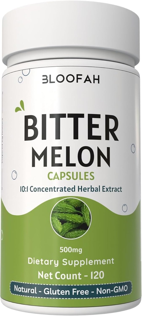 Bitter Melon Fruit Capsules 500mg ← Concentrado 10:1 Extracto Momordica charantia Silencio No-GMO, Libre de gluten Silencio Herbal Suplemento  Wellness Tradicional (120 Conde (Pack of 1))