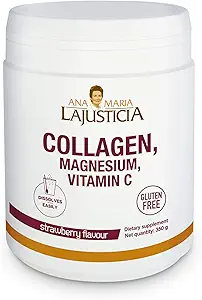 Ana Maria Lajusticia | Hydrolisate Collagen Powder with Magnesium and Vitamin C |for Healthy Skin, Nails, Hair and Ligaments | Natural Energy, Strawberry Flavour 350g