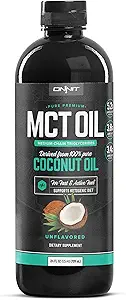 Onnit MCT Petróleo - Aceite de coco puro MCT, dieta cetogénica y paleo optimizado con C8, C10, ácido laúrico - perfecto para el café, las sacudidas y la cocina (Flavorless - 24oz)