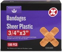 Banda adhesiva - Caja de 100 3/4" Bandas de plástico de chapa flexible para cortes, rayas, quemaduras - Latex Gratis, Sterile Bandas pequeñas