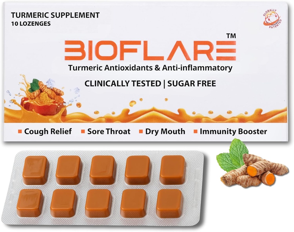 TormÃ©ricas – Sugar gotas de tos gratuitas para adultos, Sore Throat Relief " Dry Mouth Lozenges – Turmeric Curcumin Suplemento, Anti Inflammatory Support, Cough Suppressant (10 Conde)