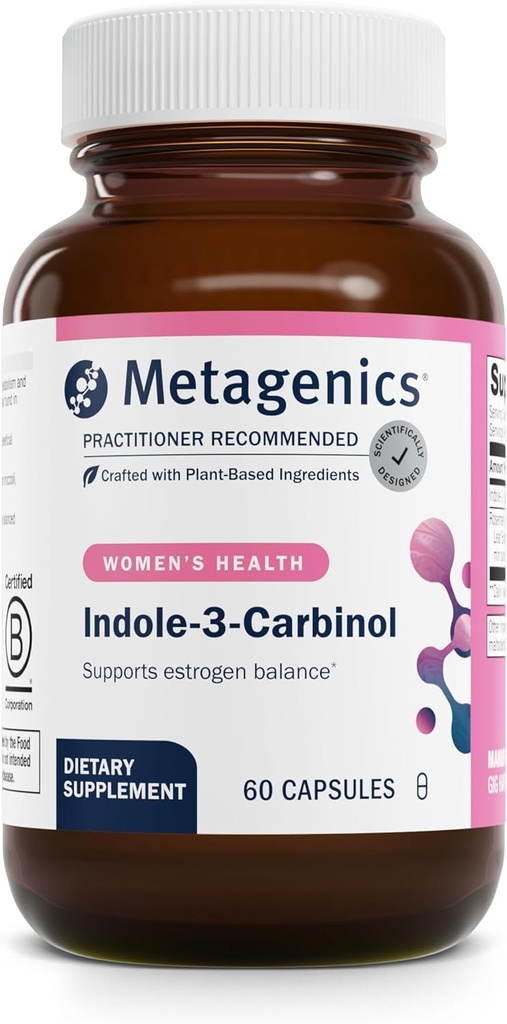 Metagenics Meta Indole-3-Carbinol Supplement - Supports Estrogen Hormone Balance, Antioxidant &amp; Liver Health* - Non-GMO, Gluten-Free, Vegan - GMP Certified Facility - 60 cápsulas
