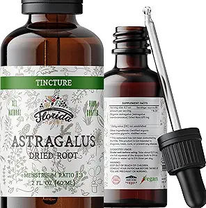 Astragalus Tincture, Orgánica Astragalus Extract (Astragalus membranaceus) Suplemento herbario, No GMO en Glicerina Vegeta orgánica prendida en frío, 700 mg, 2 oz (60 ml)