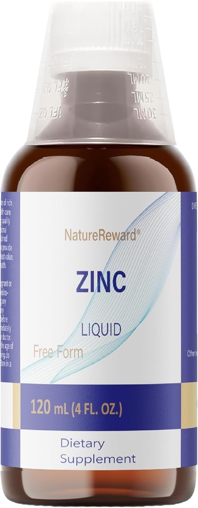 Zinc líquido orgánico, 60 servidos – Sulfato de zinc libre de alcohol – apoya la salud inmune y el metabolismo – antioxidante – libre de gluten, no transgénico, vegano &amp; Paleo Friendly (120 ml), 4 FL OZ