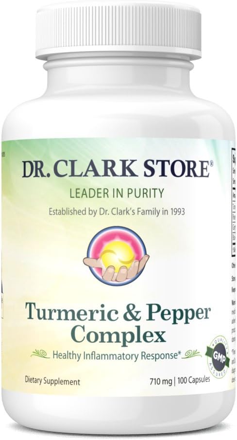 Dr Clark Store Turmeric " Black Pepper Extract – 710mg, 100 cápsulas, Immune Support, Antioxidante, Digestion Health Supplement for Adults