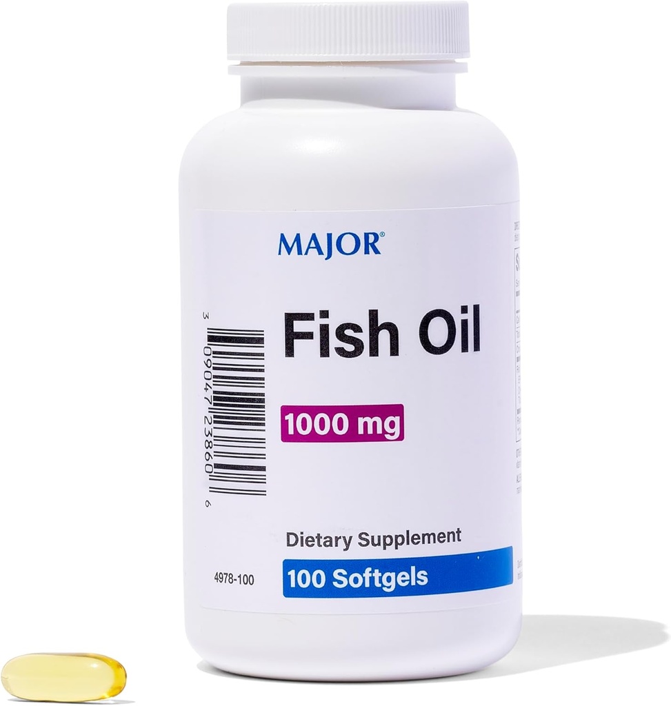 MAJOR Omega-3 Fish Oil - Fish Oil Suplemento 1000mg - 100 Softgels (1-Pack)