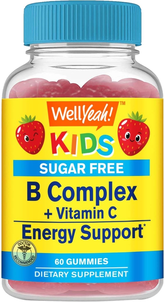 BuenoSí Niños Vitamina B Complejo Azúcar Gummies gratis ← Vitamin C, ácido fólico tóxico Immune and Energy Support ¦ Strawberry Flavor  60 Con