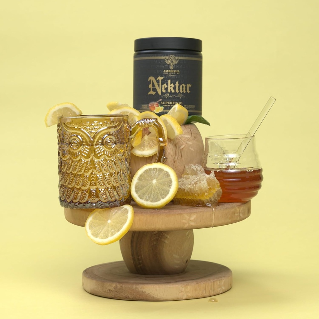 Ambrosia Nektar - Superfood Powder ← Suplemento completo de salud ← Apoyo a los órganos - Liver, Kidney Health ← 30 Servings (Honey Lemon)