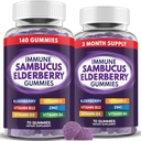 Apoyo diario para niños y adultos* con Sambucus Elderberry, Zinc, Vitamina C, D3, B6, B12, Plus - Suplemento dietético - 140 Condes