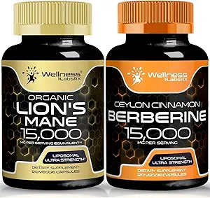 WELLNESS LABSRX Lions Mane Capsules y Berberine Capsules