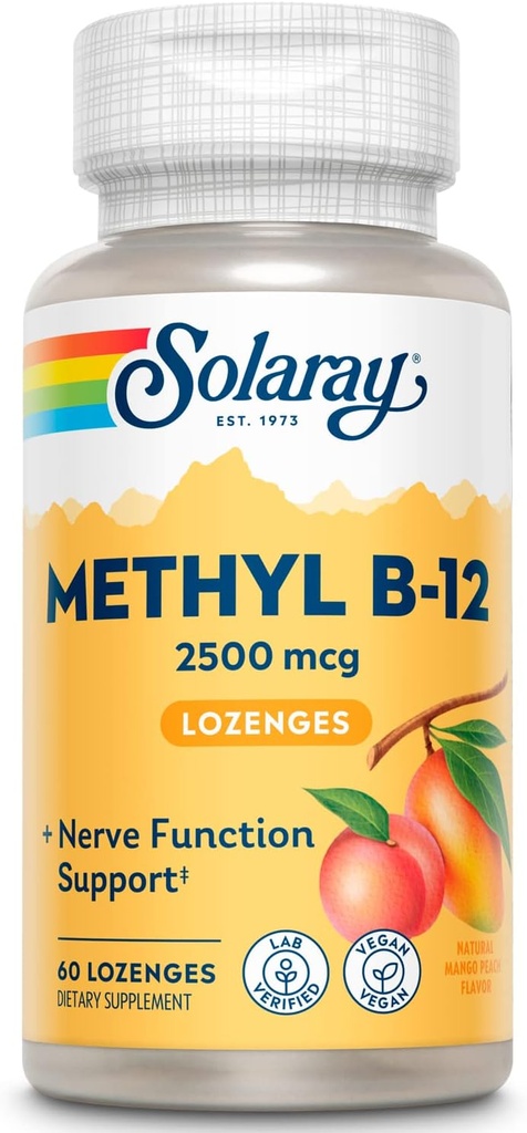 SOLARAY B 12 Methyl Lozenge Suplemento, 2500mcg