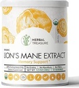Leones orgánicos Mane, no GMO y leones libres de gluten Mane, Crecimiento Neuronal y Sistema Inmunitario, Polvo de hongos para soporte de memoria, concentración, claridad, creatividad y servicio Mood-50