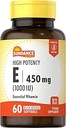 Sundance High Potency Vitamin E TENIDO 450mg (1000 UI) TENIDO 60 Softgels Silencioso Suplemento de Vitamina Esencial
