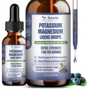 (2 Packs) Potasio Magnesio Suplemento gotas líquidas - 200mg Potasio & 600mg Complejo triple Magnesio Glycinate Liquid Citrate Oil Alta Absorción Potasio Soporte Bono, Muscle, Leg Cramps