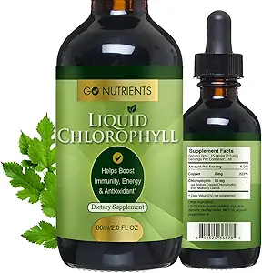 Go Nutrients Liquid Chlorophyll Drops – Organic Mulberry Leaf Extract with Copper – Natural Detox & Internal Deodorant for Women, Men &amp; Kids – Non-GMO, Vegan, Mint Flavor, 2 oz Glass Bottle