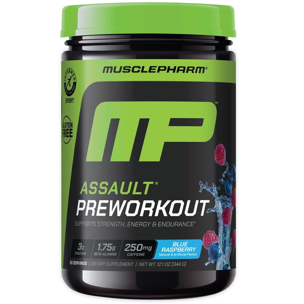 Muscle Pharm Assault PreWorkout Powder | Blue Raspberry - 30 Servings