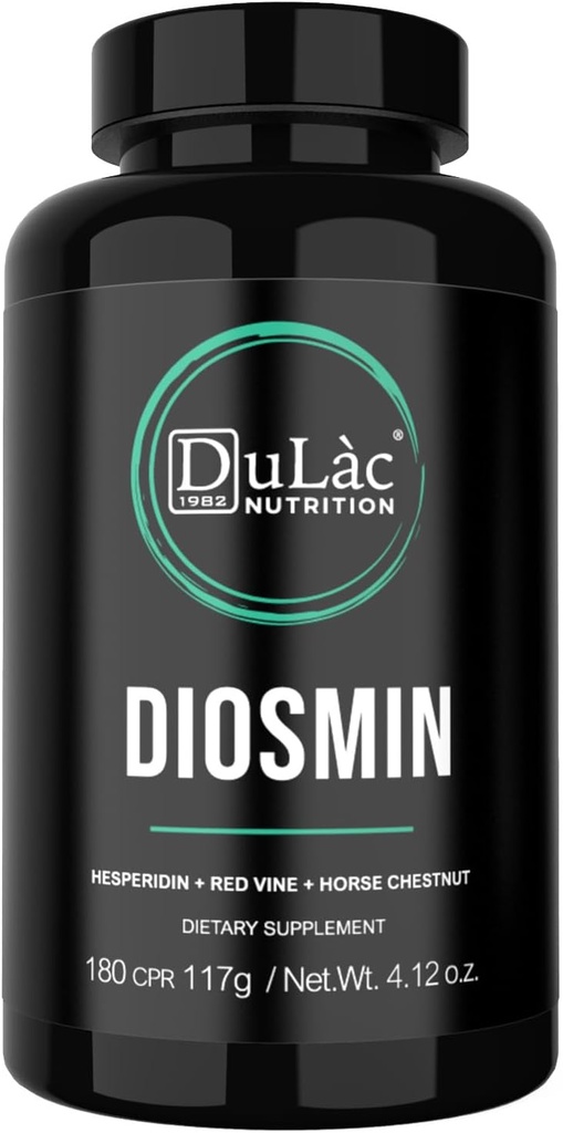 Dulàc - Diosmin Hesperidin 1000mg Suplemento dietético 180 Tabletas, Enriquecido con Extracto de Castaña de Caballo y Carnicerías Broom