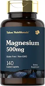 Tahoe Nutritionals Magnesium TEN 500mg ANTE 140 Coated Caplets TEN NO GMO Y Gluten Free Supplement