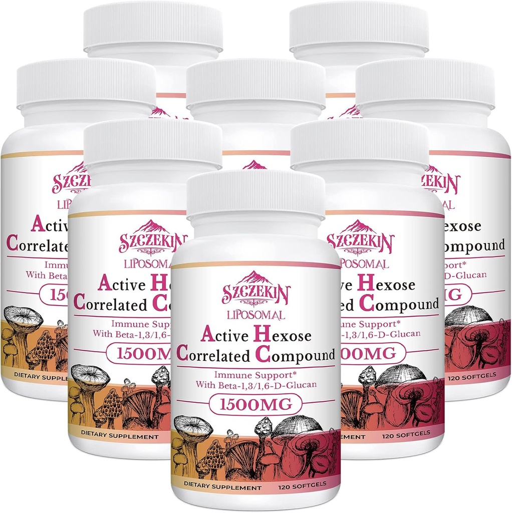 1.500mg Liposomal Active Hexose Correlated Supplement,960 Soft Gels Beta-Glucans with Natural Mushroom Extract, Immune System, Liver Function, Maintain T-Cell & Killer Cell Activity