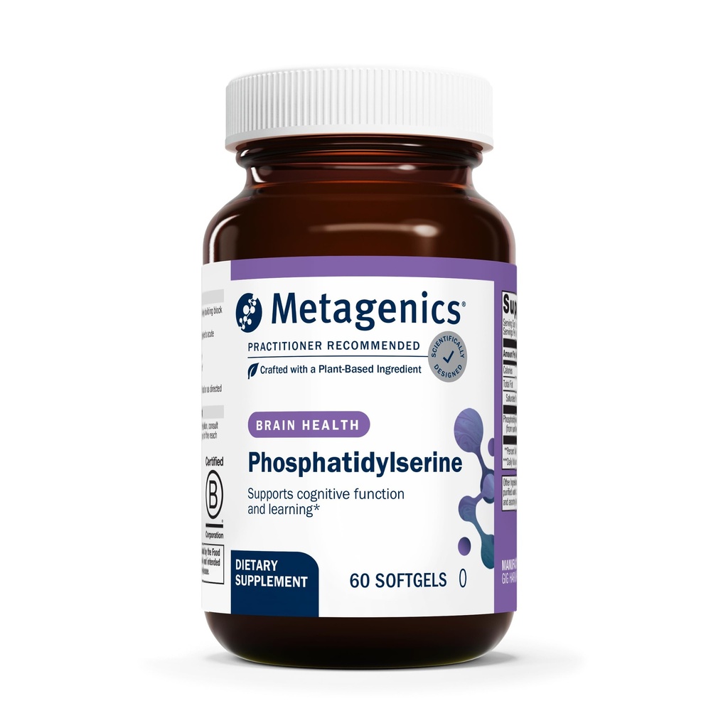 Fosfatidilserina metagénica - Suplemento de Apoyo al Cerebro* - para Focus " Learning - No Gluten-Free - 60 Softgels