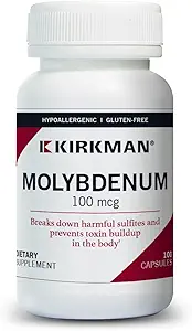 Kirkman - Molibdeno 100 mcg - 100 cápsulas - Minerales Esenciales - Rompe Sulfites &amp; Toxinas - Hipoallergenic