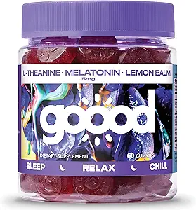 Goood Sugar Gummies de Melatonina gratis 5mg - Gummies de sueño para adultos - Suplemento de sueño con L-Theanine - Melatonin 5mg Gummies - Gluten Gratis &amp; Non GMO Gummies de dormir para adultos para dormir tranquila 60 Ct