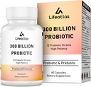 Probióticos CFU 300 Billones - Probióticos para Mujeres y Hombres, 12 Estrechos Probióticos Plus Prebiótico, para Immune &amp; Digestivo, Gut Health, Gas Bloating, Estante Estante - 60 Caps