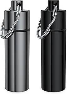 Rejilla pequeña,(2 Pack) Keychain Pill Holder Portable Mini Container Metal Case Bottle con llavero