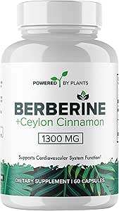 Suplemento Puro de Berberina - 1300mg Berberina con canela de Ceylán para Metabolismo &amp; Sistema Inmunitario - 60 Servimientos