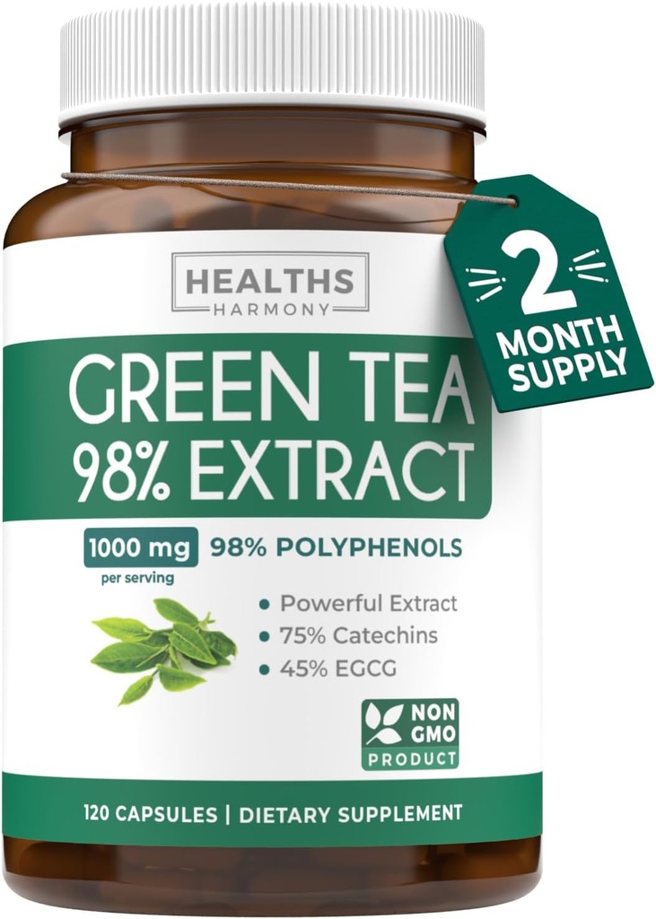 EGCG Green Tea Extract Capsules - Super High Potency Green Tea Pills Antioxidant Rich Formula Empaquetado con Polyphenols Catechins &amp; EGCG - 500mg Por Capsule - Non-GMO &amp; Made in the USA (2 Month Supply)