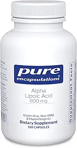 Encapsulaciones puras Ácido Lipoico alfa 600 mg - Suplemento ALA para el soporte de hígado, antioxidantes, salud nerviosa, salud cardiovascular y soporte de carbohidratos - ácido alfa lipoico Premium - 120 cápsulas